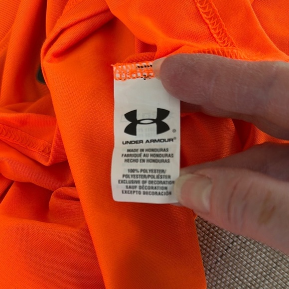 Under Armour Youth NFL Combine Authentic Loose Fit Heat Gear Neon Orange T-Shirt - Picture 5 of 7